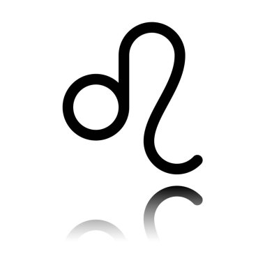 Astrolojik işaret. Leo basit simgesi. Siyah beyaz arka plan ayna yansıması simgesiyle