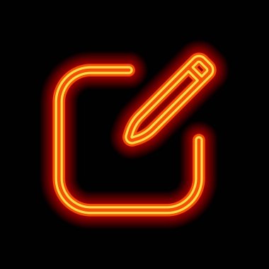 Kutsal kişilerin resmi düzenleyin. Meydanı ve kalem. Doğrusal, ince anahat. Siyah arka plan üzerine portakal neon tarzı. Işık simgesi