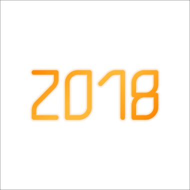 2018 sayı simgesi. Yeni Yılınız Kutlu Olsun. Portakal işareti beyaz arka plan üzerinde düşük ışık ile