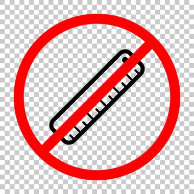 basit cetvel simgesi. Siyah kırmızı uyarı işareti şeffaf arka plan ile nesnesinde izin yok