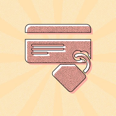 kredi kartı güvenlik. basit siluet. Retro Vintage tipografi ofset baskı etkisi ile. Çizgi roman pop sanat arka plan ile nokta poster