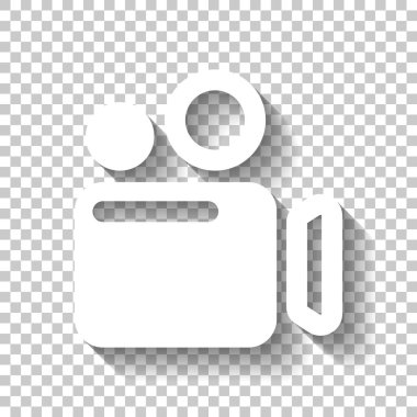 Basit video kamera simgesi. Gölge şeffaf arka plan üzerinde beyaz simgesi