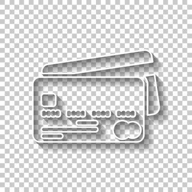 kredi kartı simgesi. Gölge şeffaf arka plan üzerinde beyaz anahat işaretiyle