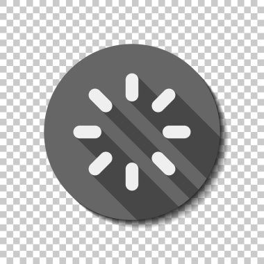 Yük ya da bekleme simgesi. düz simgesi, uzun gölge, daire, şeffaf ızgara. Rozet veya etiket stili