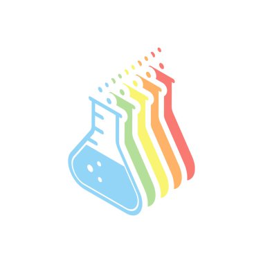 Tıbbi test tüpü simgesi. Beyaz arka plan üzerinde renkli izometrik simgeler yığını