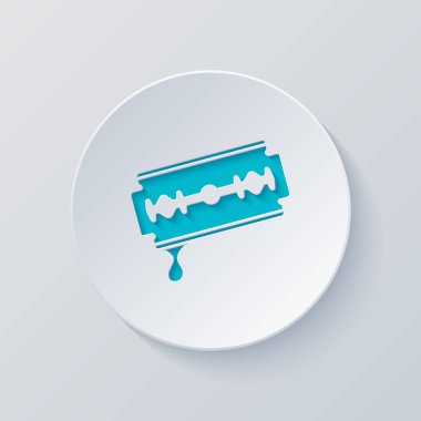 damla kan ile bıçak. basit siluet. Gri ve mavi katmanları ile daire kes. Kağıt tarzı