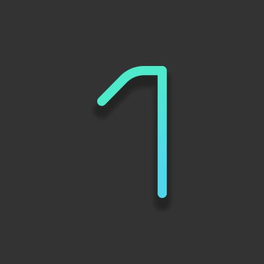 1 numara, rakamı, bir. Renkli logo kavramı koyu arka plan üzerinde yumuşak gölge ile. Masmavi okyanus rengini simgesi