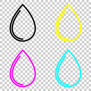 Su damla simgesi. Cmyk simgeleri şeffaf arka plan üzerinde renkli dizi.