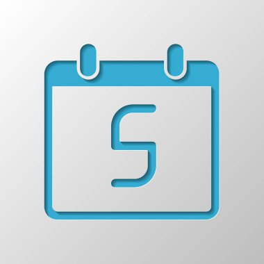 5 gün, basit simgesi ile takvim. Kağıt tasarımı. Gölge ile düzenlenen sembolü