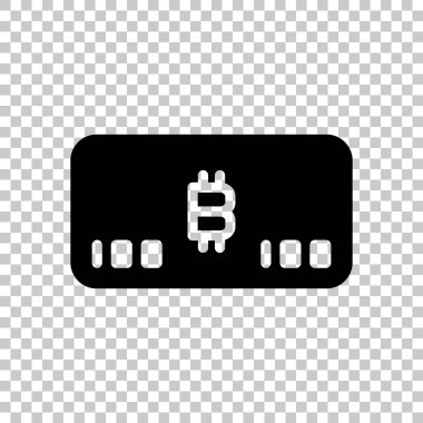 Elektronik para simgesi. Bitcoin kartı. Saydam arka plan üzerinde.