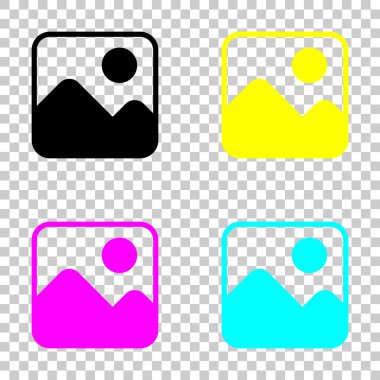 Basit resim simgesi. Cmyk simgeleri şeffaf arka plan üzerinde renkli dizi