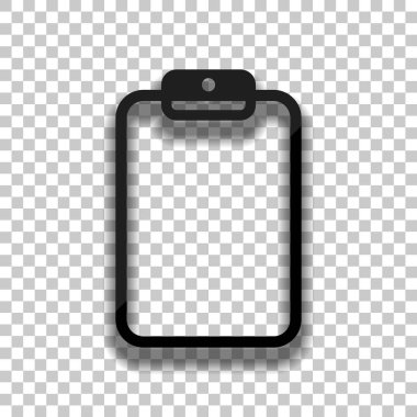 Kağıt ile tablet. Saydam arka plan üzerinde yumuşak gölgeli siyah cam kutsal kişilerin resmi