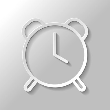 Eski çalar saat, basit simgesi, ince anahat ile doğrusal sembolü. Kağıt tarzı ile gölge gri arka plan üzerinde