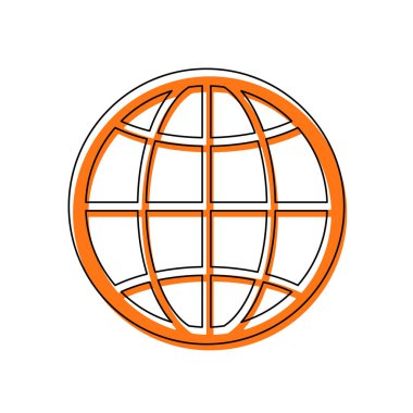 Küre, gezegen. basit siluet. İzole simge siyah ince dağılımı ve farklı katmanlarda doldurma taşındı turuncu oluşan. Beyaz arka plan