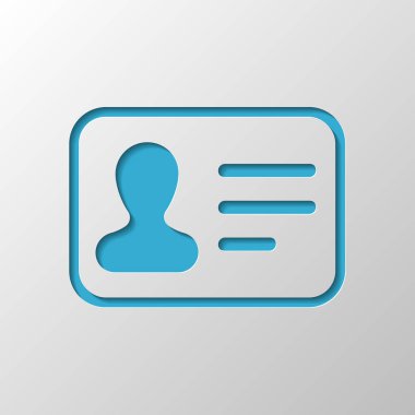 Kimlik kartı simgesi. Kimliği profil. Kağıt tasarımı. Gölge ile düzenlenen sembolü