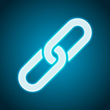 Bağlantı simgesini. Köprü zinciri sembolü. Basit simgesi. Neon tarzı. Işık dekorasyon simgesi. Parlak elektrik sembolü
