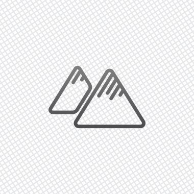 Dağlar simgesi. İnce anahat doğrusal stiliyle. Kılavuz arka plan üzerinde