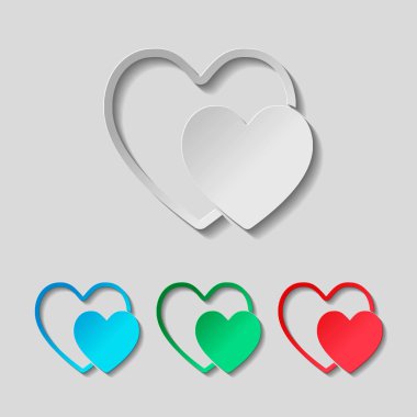 2 hearts. Basit simgesi. Kağıt tarzı. ? olored seti
