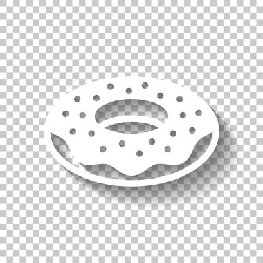 Çörek, gıda, yan görünüm simgesi. Gölge şeffaf arka plan üzerinde beyaz simgesi