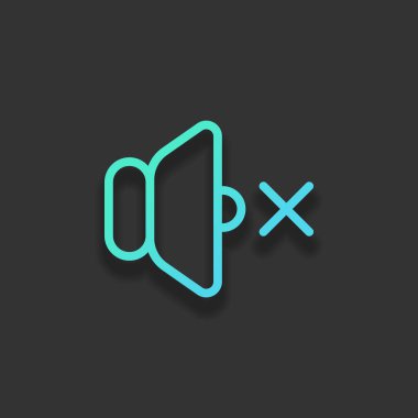 ses sessiz simgesi. Renkli logo kavramı koyu arka plan üzerinde yumuşak gölge ile. Masmavi okyanus rengini simgesi