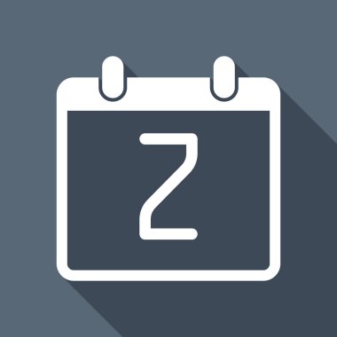 2 gün, basit simgesi ile takvim. Uzun Gölge arka plan üzerinde beyaz düz simgesi