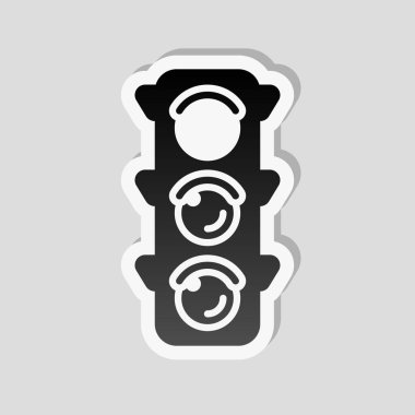 Trafik ışığı simgesi. Durma, kırmızı veya stand iz. Etiket tarzı ile beyaz ve gri arka plan üzerinde basit gölge