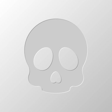 Basit kafatası simgesi. Kağıt tasarımı. Düzenlenen sembolü. Çekirdeksiz stili