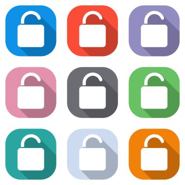 simgesini kilidini. Beyaz simgeleri uygulamalar için renkli kareler olarak ayarlayın. Sorunsuz imkanı ve desen poster için