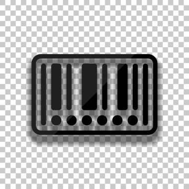 Barkod etiket simgesi. Daire numaraları yerine. Saydam arka plan üzerinde yumuşak gölgeli siyah cam kutsal kişilerin resmi