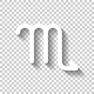 Astrolojik işaret. Akrep basit simgesi. Gölge şeffaf arka plan üzerinde beyaz simgesi