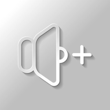 birim artı simgesi. Kağıt tarzı ile gölge gri arka plan üzerinde