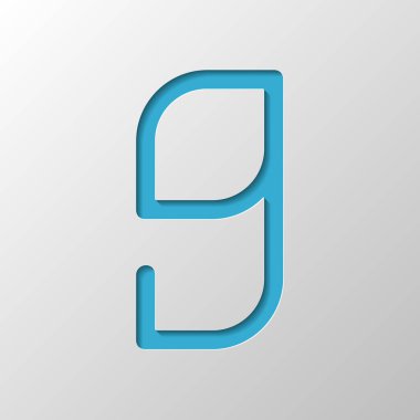 9 numara, rakamı, dokuzuncu. Kağıt tasarımı. Gölge ile düzenlenen sembolü