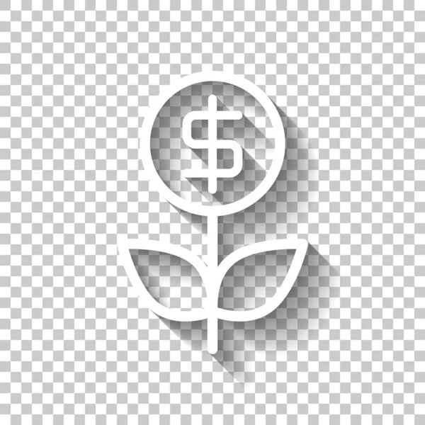 Money Flower Dollar Money Tree Linear Icon Thin Outline White — Stock Vector