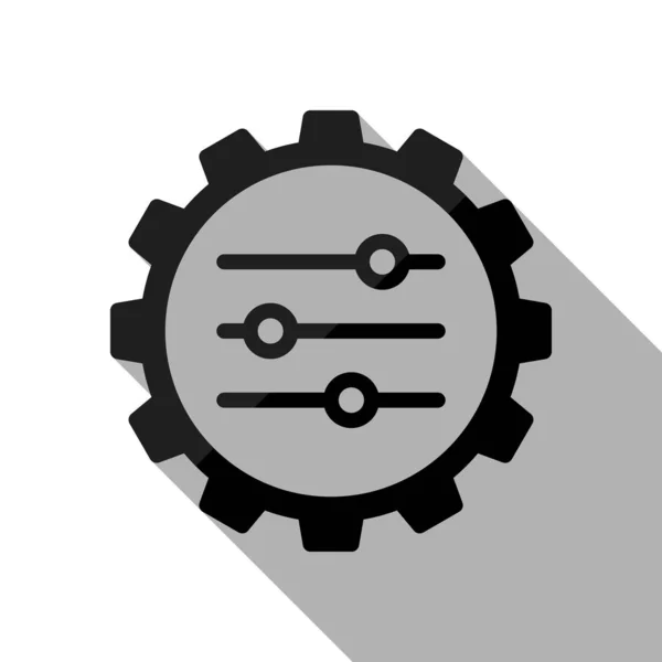 Viteste Ayarı Simgesi Uzun Gölge Beyaz Arka Planda Siyah Nesnesiyle — Stok Vektör