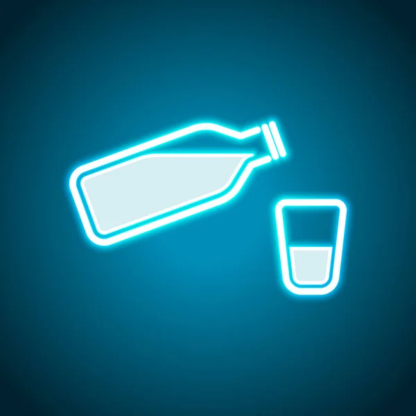 Üveg Buborék Üveg Csésze Víz Egyszerű Ikonra Neon Stílus Fénydekoráció — Stock Vector