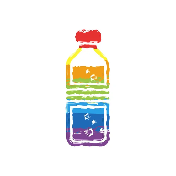 Botella Agua Con Burbujas Simple Icono Único Signo Dibujo Con — Archivo Imágenes Vectoriales