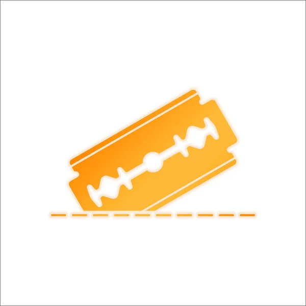 Razor Blade Cutting Line Simple Icon Orange Sign Low Light — Stock Vector