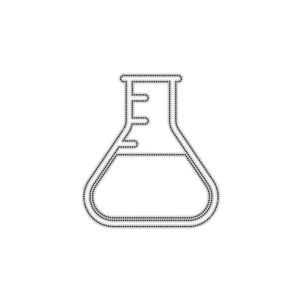 Tubo Ensayo Médico Silueta Simple Silueta Contorno Punteado Con Sombra — Vector de stock