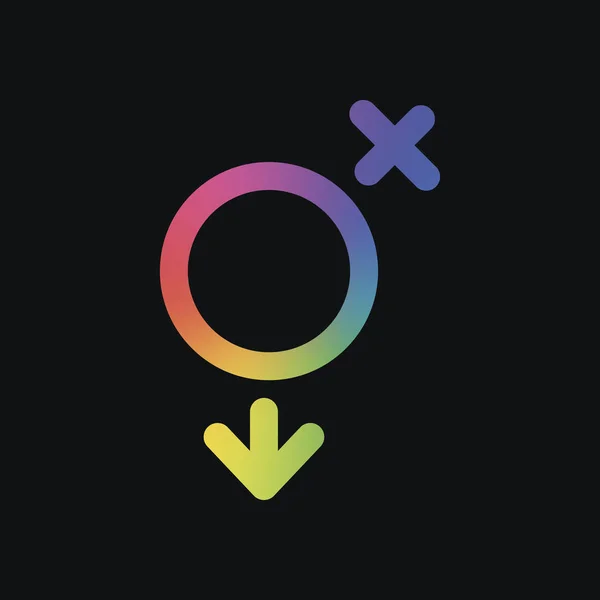Gender Symbol Linear Symbol Simple Transgender Icon Rainbow Color Dark — Stock Vector