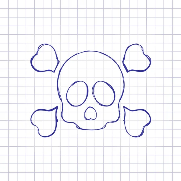 Cráneo Huesos Cruzados Icono Simple Cuadro Dibujado Mano Hoja Papel — Archivo Imágenes Vectoriales