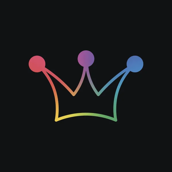 Kronensymbol Regenbogenfarbe Und Dunkler Hintergrund — Stockvektor