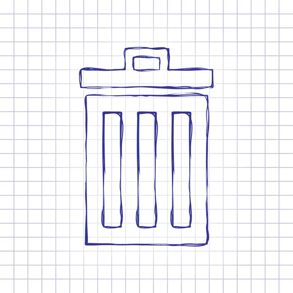 Lixo Ícone Simples Imagem Desenhada Mão Folha Papel Tinta Azul — Vetor de Stock