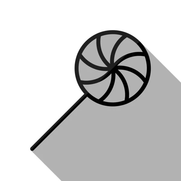 Икона Конфет Черный Объект Длинной Тенью Белом Фоне — стоковый вектор