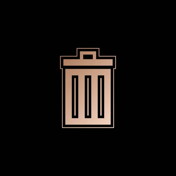 Mülleimer Einfaches Symbol Rotgold Stil Auf Schwarzem Hintergrund — Stockvektor