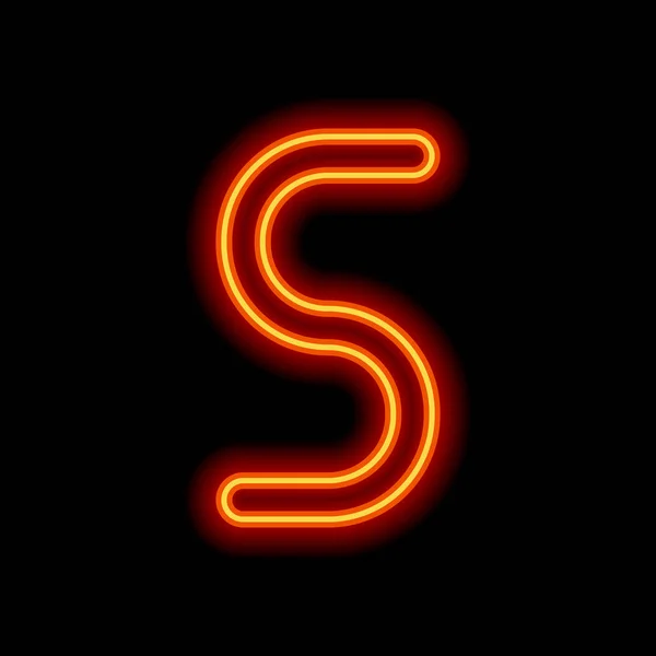 Nummer Vijf Cijfer Eenvoudige Brief Oranje Neon Stijl Zwarte Achtergrond — Stockvector
