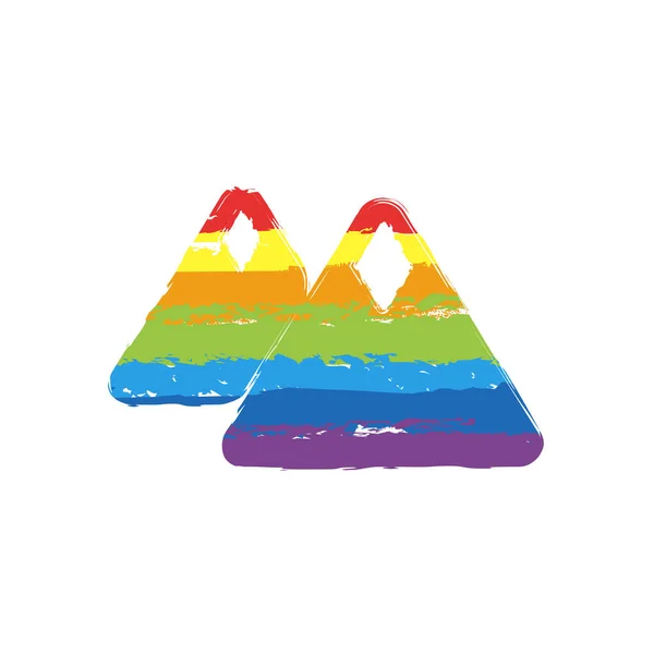 Icono Las Montañas Símbolo Simple Signo Dibujo Con Estilo Lgbt — Vector de stock