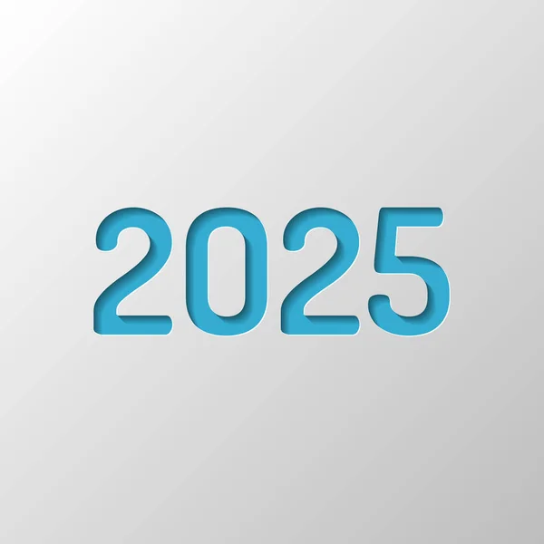 2025 Sayı Simgesi Yeni Yılınız Kutlu Olsun Kağıt Tasarımı Gölge — Stok Vektör