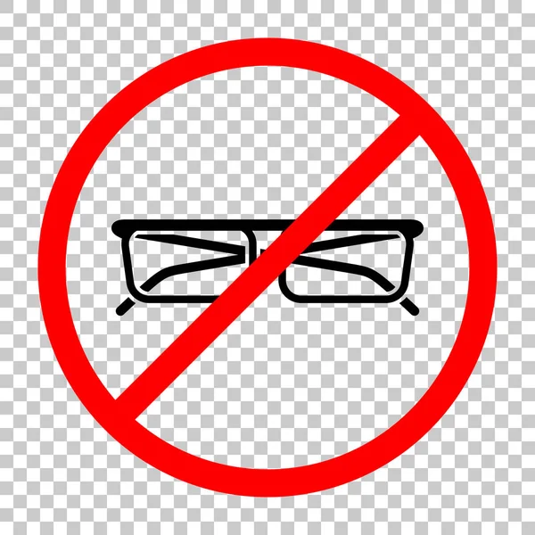 Ícone Óculos Não Permitido Objeto Preto Sinal Aviso Vermelho Com — Vetor de Stock