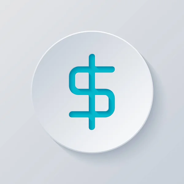 Eenvoudige Dollarteken Cirkel Met Grijs Blauw Lagen Gesneden Papier Stijl — Stockvector