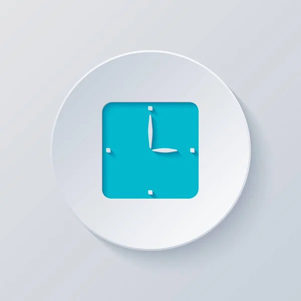 Simple Clock Icon Cut Circle Gray Blue Layers Paper Style — Stock Vector
